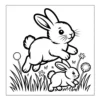 Two cute bunnies jumping in grass.