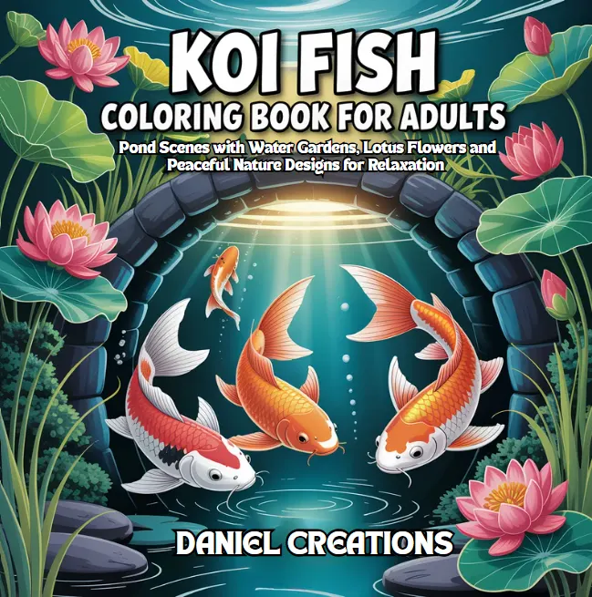 Koi Fish Coloring Book - 40 Pages