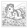 Meadow Horse Pair Mother horse and foal in meadow.