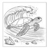 Ocean Wave Ride Sea turtle riding ocean wave.