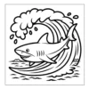 Shark jumping through ocean wave.
