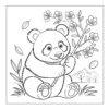 Panda holding bamboo in spring.