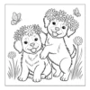 Puppies wearing flower crowns playing.