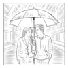 Rainy City Walk Couple sharing umbrella in rain.