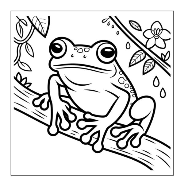 Resting On Branch Frog resting on tree branch.
