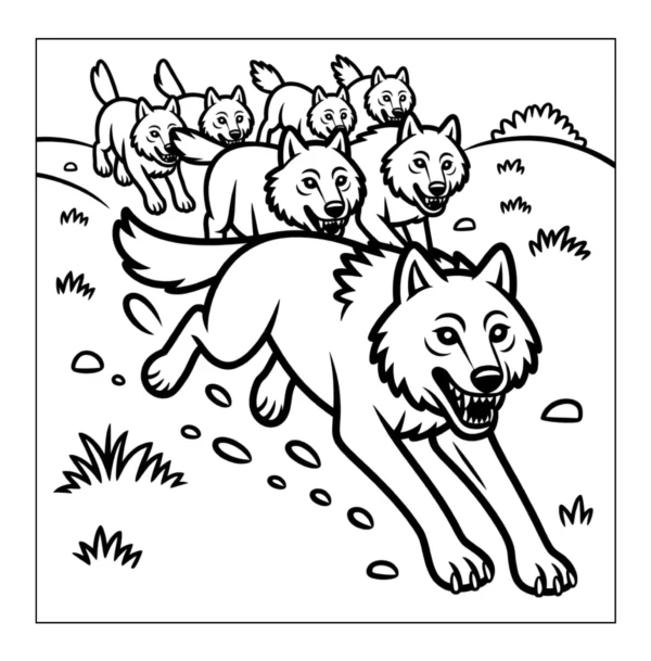 Running Wolf Pack Pack of wolves running across field.