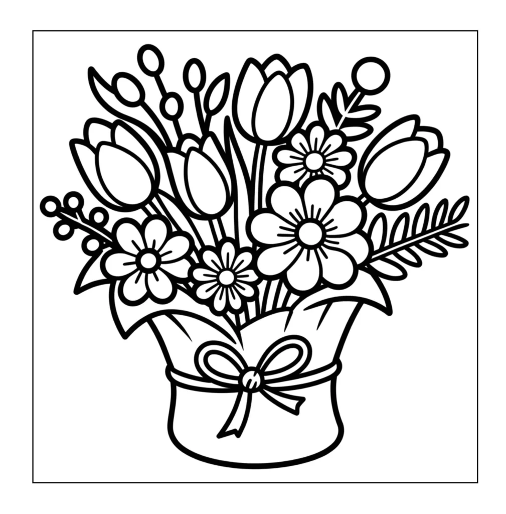 Spring tulip and daisy bouquet.