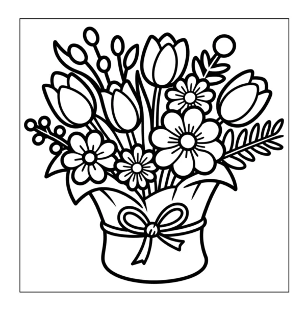 Spring tulip and daisy bouquet.