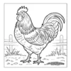 Magnificent rooster standing near fence.