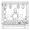 Street Food Vendor Vendor cooking street food at stall.