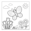 Butterfly flying in sunny garden.