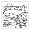Shark swimming with baby sea turtles.