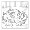 Group of koi fish swimming.