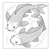 Two koi fish swimming in pond.