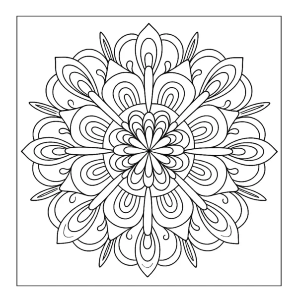 Symmetric Flower Mandala Symmetric flower mandala coloring page.