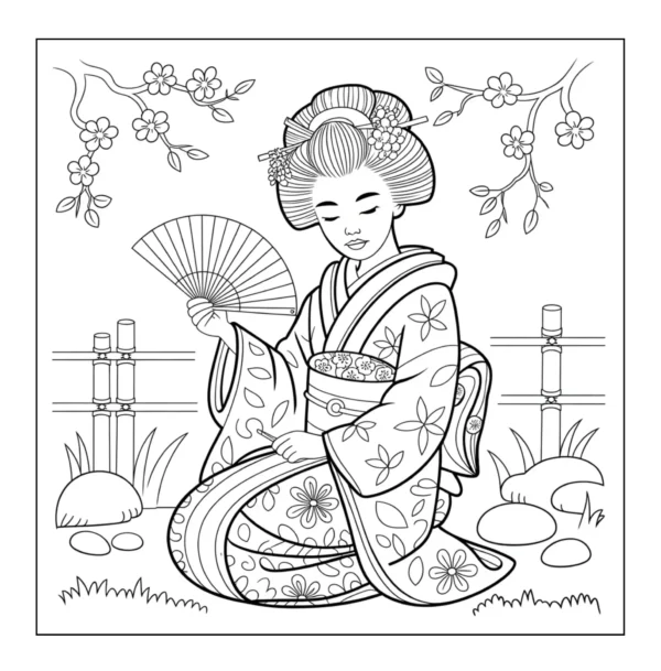 Traditional Geisha Fan Geisha holding a folding fan.