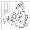 Traditional Tea Ceremony Woman preparing traditional matcha tea.