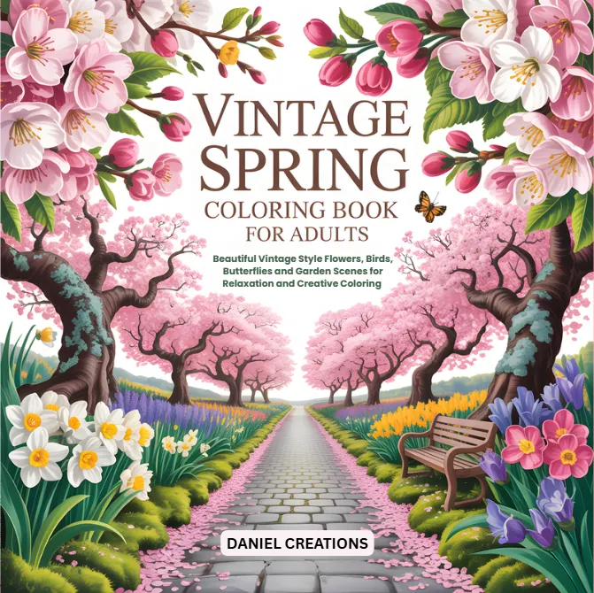Vintage Spring Coloring Book - 40 pages
