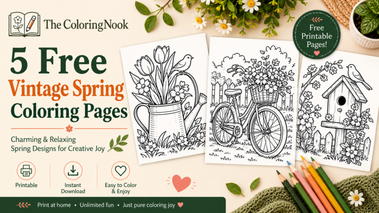 Vintage Spring Coloring Pages