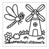 Windmill Country Flight Dragonfly flying near a windmill.