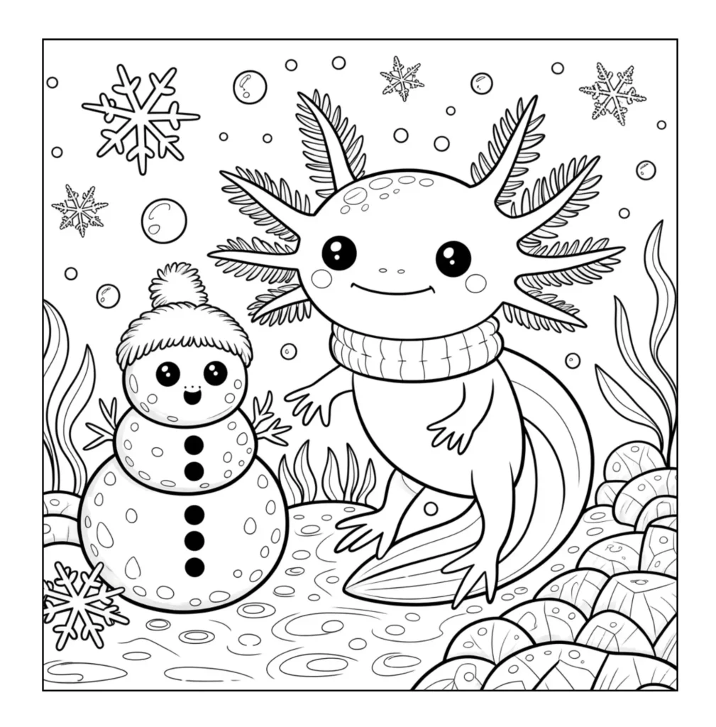 Axolotl resting on a lily pad.