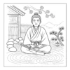Zen Garden Meditation Samurai meditating in zen garden.