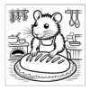 Mouse in apron kneading bread.