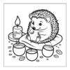 Hedgehog Cozy Time Happy hedgehog sitting near candle.