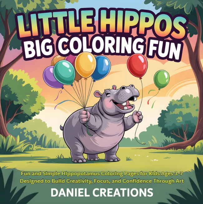 Hippo Coloring Book - 40 Pages