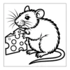 Cute mouse eating Swiss cheese.