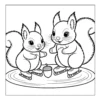 Two squirrels ice skating together.