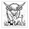 Mother and baby cow in meadow.
