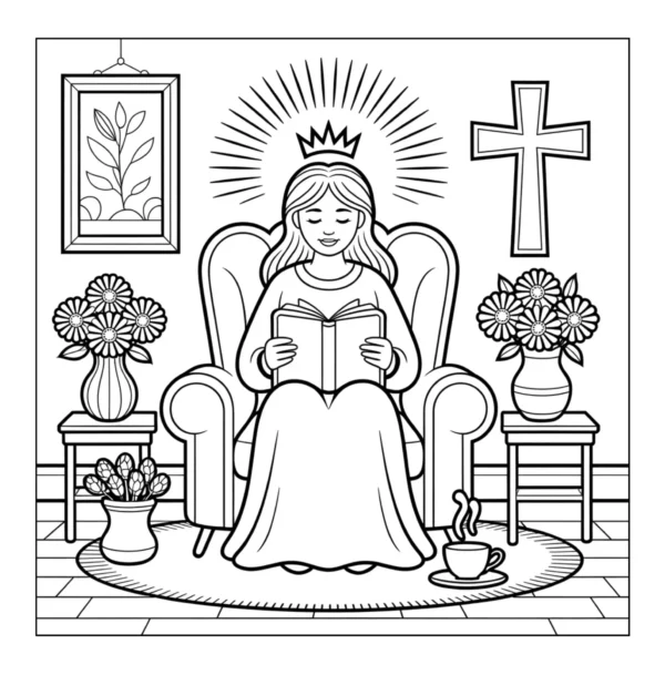 Reading Holy Bible Woman reading a book indoors peacefully.
