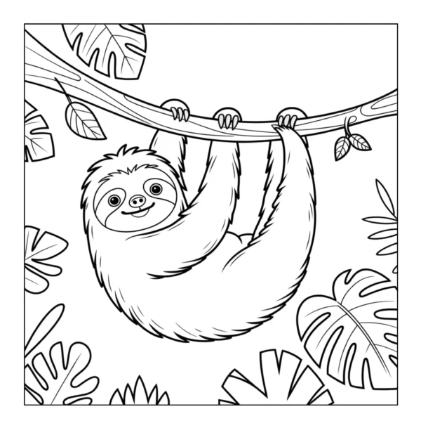 Sloth Hanging Around Cute sloth hanging from tree branch